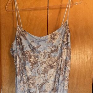 Fashion Nova Blue and Brown Floral Maxi Dress